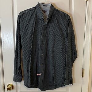 Men’s medium, navy & green mini check button down